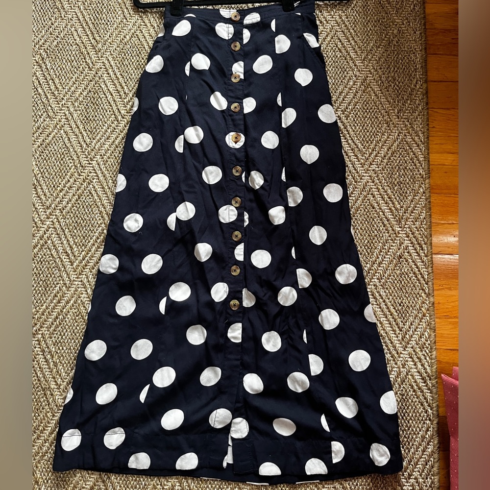Maeve Black & White Polka Dot Skirt
